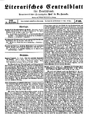 Literarisches Zentralblatt für Deutschland Samstag 15. September 1855