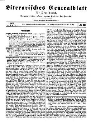 Literarisches Zentralblatt für Deutschland Samstag 19. April 1856