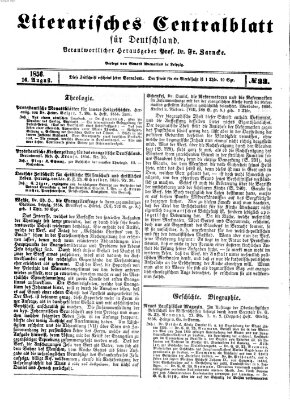 Literarisches Zentralblatt für Deutschland Samstag 16. August 1856