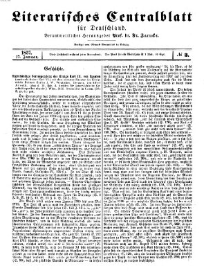 Literarisches Zentralblatt für Deutschland Samstag 17. Januar 1857