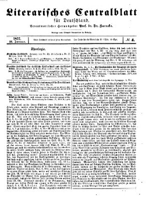 Literarisches Zentralblatt für Deutschland Samstag 24. Januar 1857