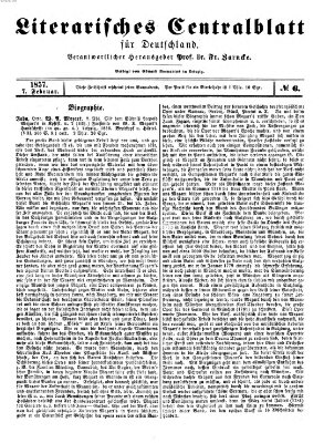 Literarisches Zentralblatt für Deutschland Samstag 7. Februar 1857