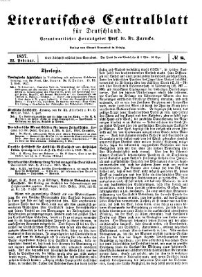 Literarisches Zentralblatt für Deutschland Sonntag 22. Februar 1857