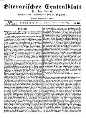 Literarisches Zentralblatt für Deutschland Samstag 11. April 1857