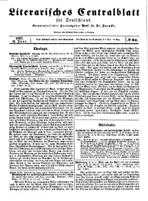 Literarisches Zentralblatt für Deutschland Samstag 13. Juni 1857