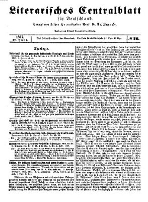 Literarisches Zentralblatt für Deutschland Samstag 27. Juni 1857