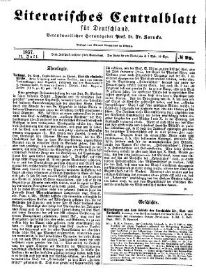 Literarisches Zentralblatt für Deutschland Samstag 11. Juli 1857