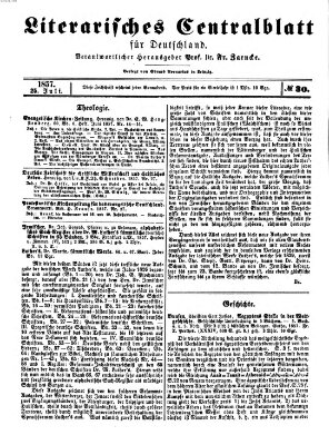 Literarisches Zentralblatt für Deutschland Samstag 25. Juli 1857