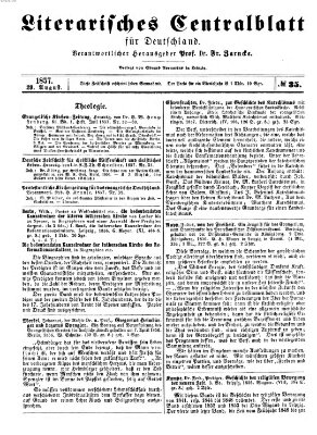 Literarisches Zentralblatt für Deutschland Samstag 29. August 1857