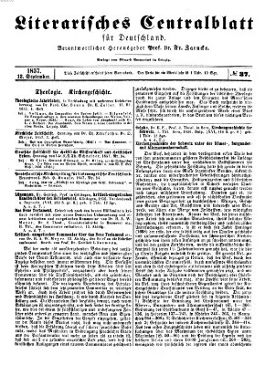 Literarisches Zentralblatt für Deutschland Samstag 12. September 1857