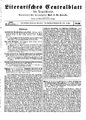 Literarisches Zentralblatt für Deutschland Samstag 26. Dezember 1857