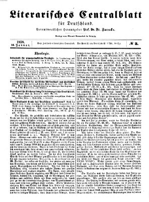 Literarisches Zentralblatt für Deutschland Samstag 16. Januar 1858