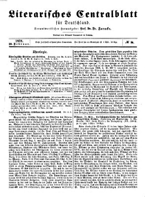 Literarisches Zentralblatt für Deutschland Samstag 20. Februar 1858