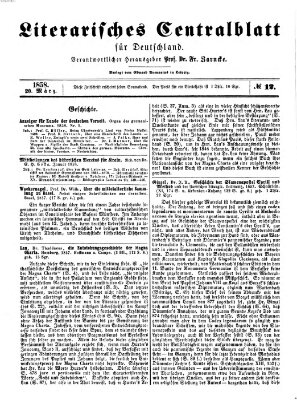 Literarisches Zentralblatt für Deutschland Samstag 20. März 1858