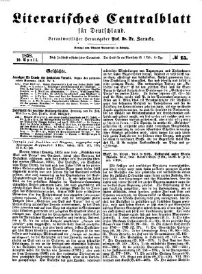 Literarisches Zentralblatt für Deutschland Samstag 10. April 1858