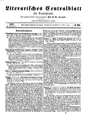 Literarisches Zentralblatt für Deutschland Samstag 5. Juni 1858