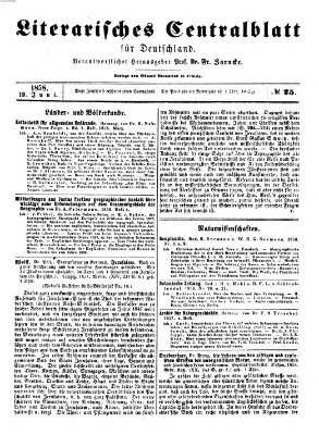 Literarisches Zentralblatt für Deutschland Samstag 19. Juni 1858