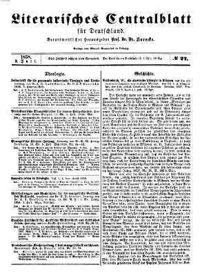 Literarisches Zentralblatt für Deutschland Samstag 3. Juli 1858