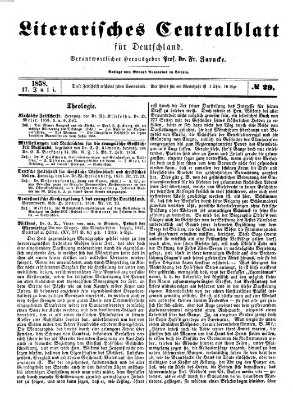 Literarisches Zentralblatt für Deutschland Samstag 17. Juli 1858