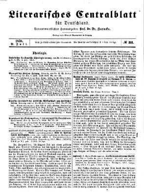 Literarisches Zentralblatt für Deutschland Samstag 31. Juli 1858