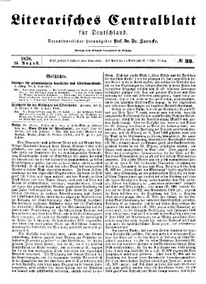 Literarisches Zentralblatt für Deutschland Samstag 14. August 1858