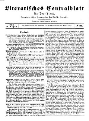 Literarisches Zentralblatt für Deutschland Samstag 28. August 1858