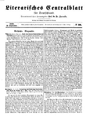 Literarisches Zentralblatt für Deutschland Samstag 25. September 1858