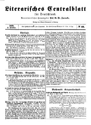 Literarisches Zentralblatt für Deutschland Samstag 9. Oktober 1858