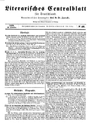 Literarisches Zentralblatt für Deutschland Samstag 16. Oktober 1858