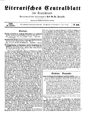 Literarisches Zentralblatt für Deutschland Samstag 30. Oktober 1858