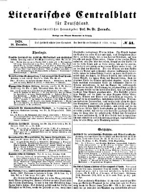 Literarisches Zentralblatt für Deutschland Samstag 18. Dezember 1858