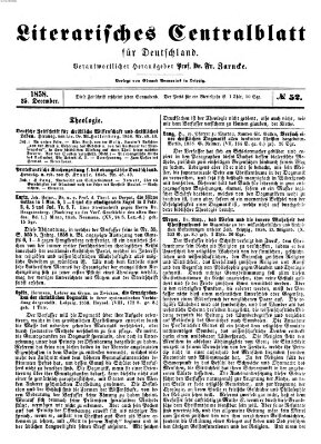 Literarisches Zentralblatt für Deutschland Samstag 25. Dezember 1858