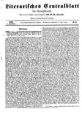 Literarisches Zentralblatt für Deutschland Samstag 1. Januar 1859