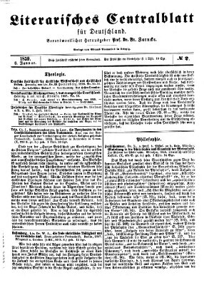 Literarisches Zentralblatt für Deutschland Samstag 8. Januar 1859