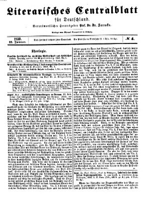 Literarisches Zentralblatt für Deutschland Samstag 22. Januar 1859