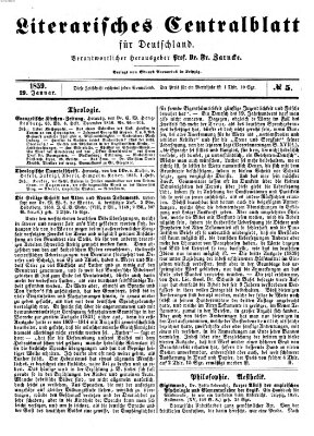 Literarisches Zentralblatt für Deutschland Samstag 29. Januar 1859