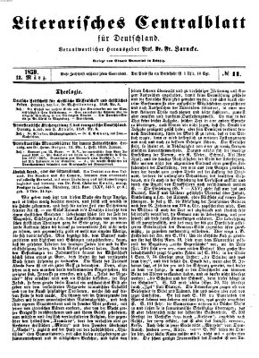 Literarisches Zentralblatt für Deutschland Samstag 12. März 1859