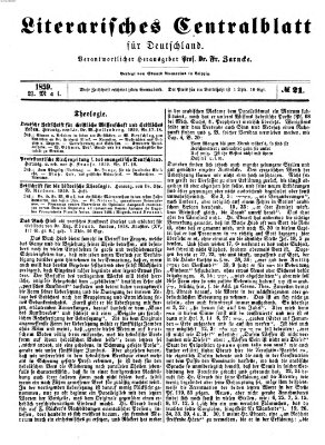 Literarisches Zentralblatt für Deutschland Samstag 21. Mai 1859