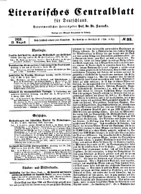 Literarisches Zentralblatt für Deutschland Samstag 13. August 1859