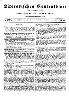 Literarisches Zentralblatt für Deutschland Samstag 10. September 1859