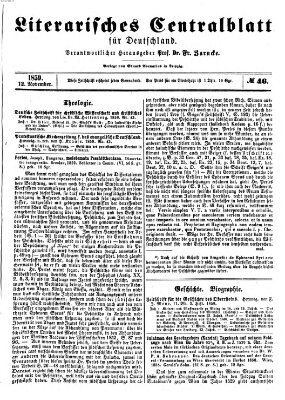 Literarisches Zentralblatt für Deutschland Samstag 12. November 1859