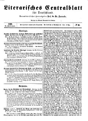 Literarisches Zentralblatt für Deutschland Samstag 11. Februar 1860