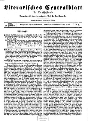 Literarisches Zentralblatt für Deutschland Samstag 18. Februar 1860