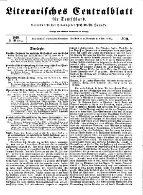 Literarisches Zentralblatt für Deutschland Samstag 3. März 1860