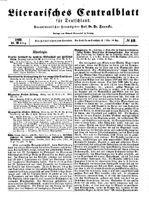 Literarisches Zentralblatt für Deutschland Samstag 24. März 1860