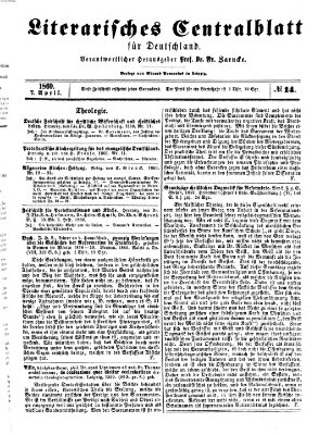 Literarisches Zentralblatt für Deutschland Samstag 7. April 1860