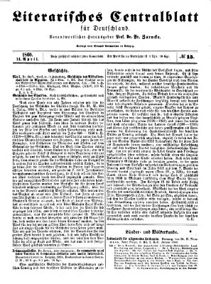 Literarisches Zentralblatt für Deutschland Samstag 14. April 1860