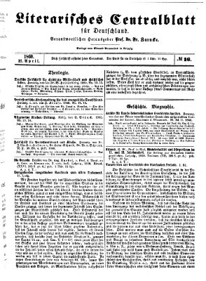 Literarisches Zentralblatt für Deutschland Samstag 21. April 1860