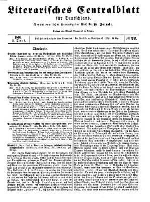 Literarisches Zentralblatt für Deutschland Samstag 2. Juni 1860