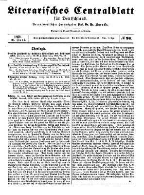 Literarisches Zentralblatt für Deutschland Samstag 30. Juni 1860